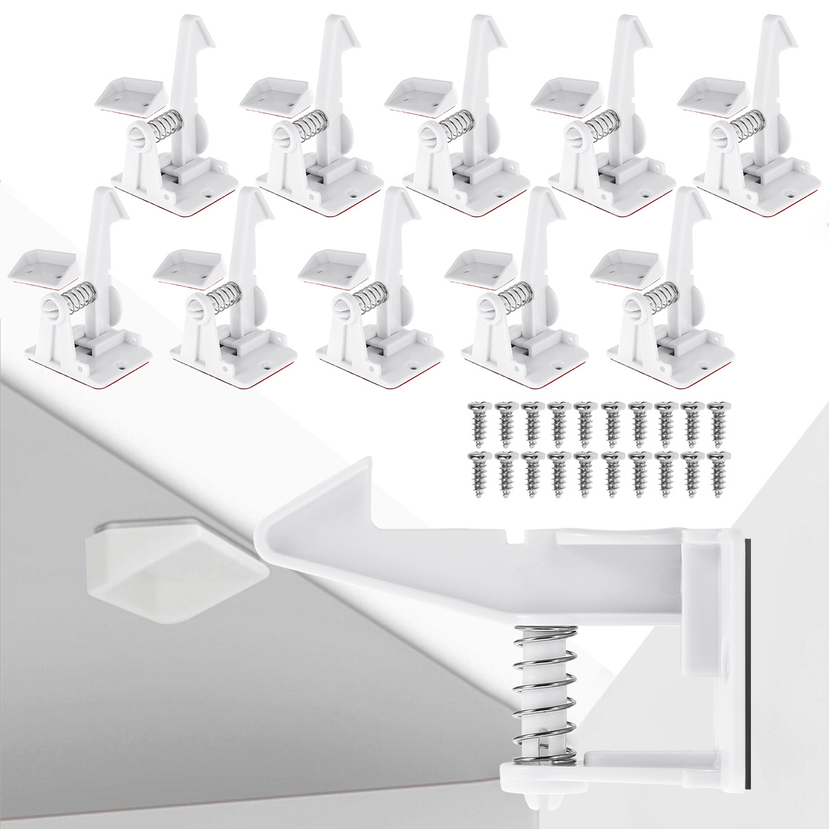 Toorise 10pcs Baby Safety Locks with Screws Child Safety Latch Large Bearing Capacity