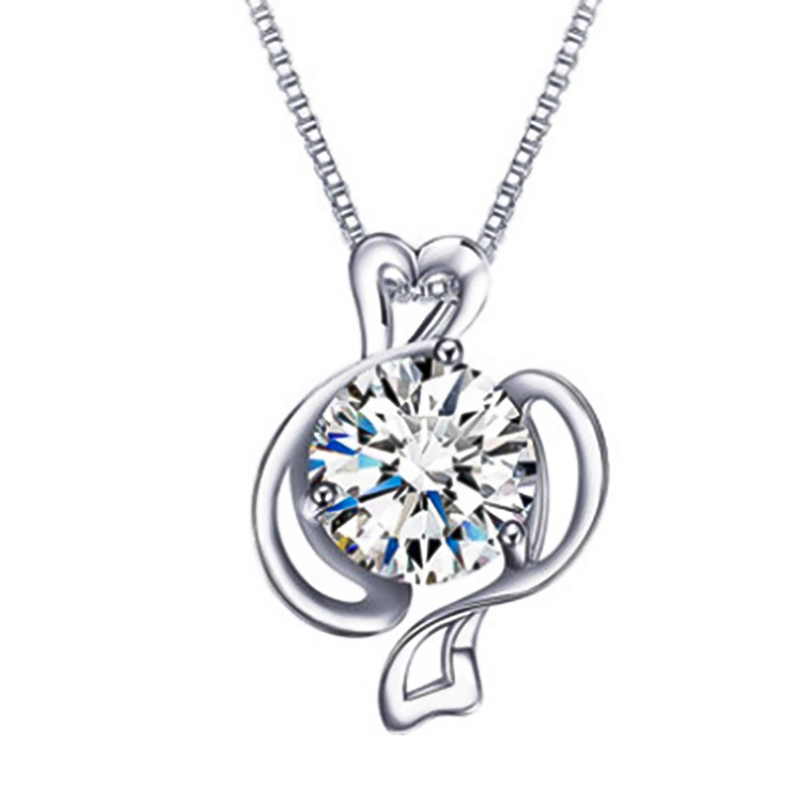 KnSam Women Silver Plate Chain Necklaces Hollow 3 Heart 2-Tones Crystal 2-Tones Novelty Necklace KnSam Women Silver Plate Chain Necklaces Hollow 3 Heart 2-Tones Crystal 2-Tones Novelty Necklace