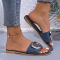 thumbnail image 2 of Eltusu Women Flat Slide Sandals, Slip On PU Open Toe Beach Summer Shoes Navy Size 6.5, 2 of 4