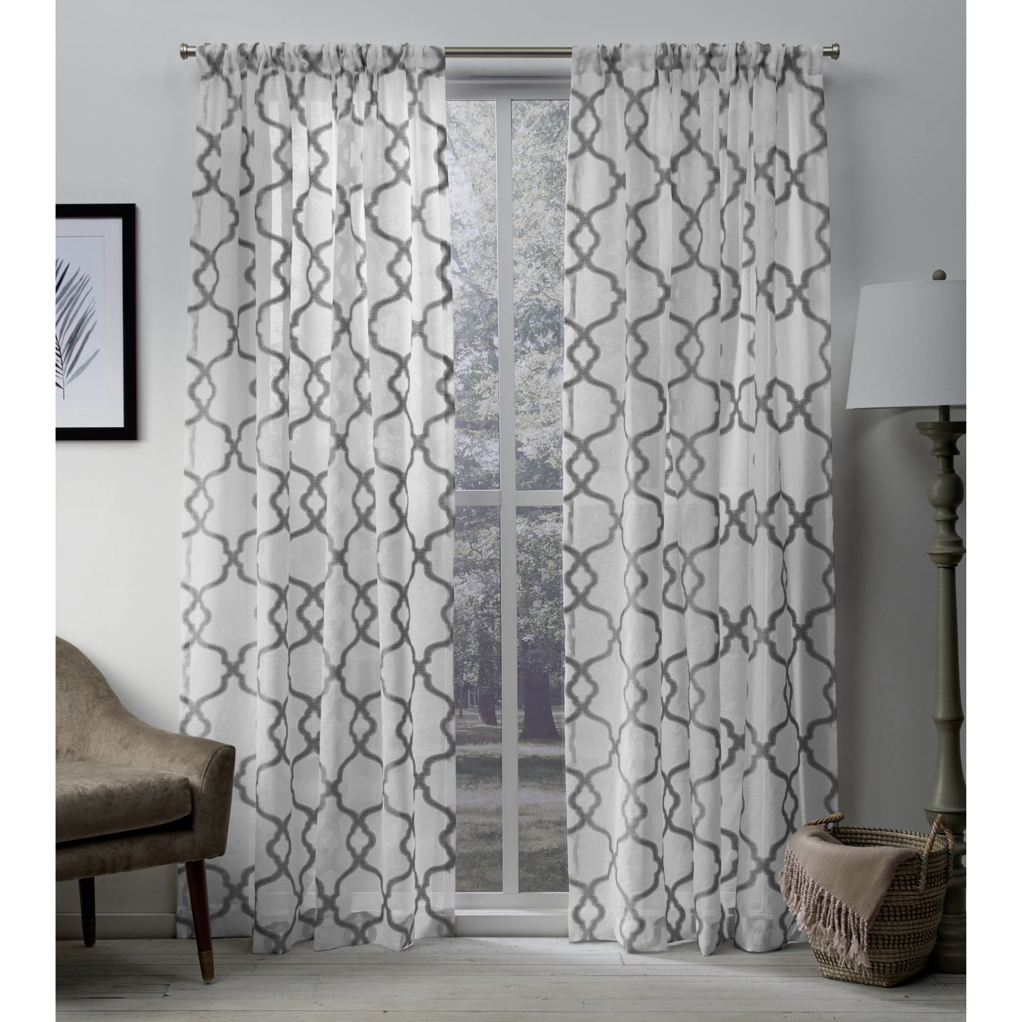 1 SILKY 2 TONE SOLID GROMMET FAUX SILK WINDOW CURTAIN PANEL HEIDI WHITE RED