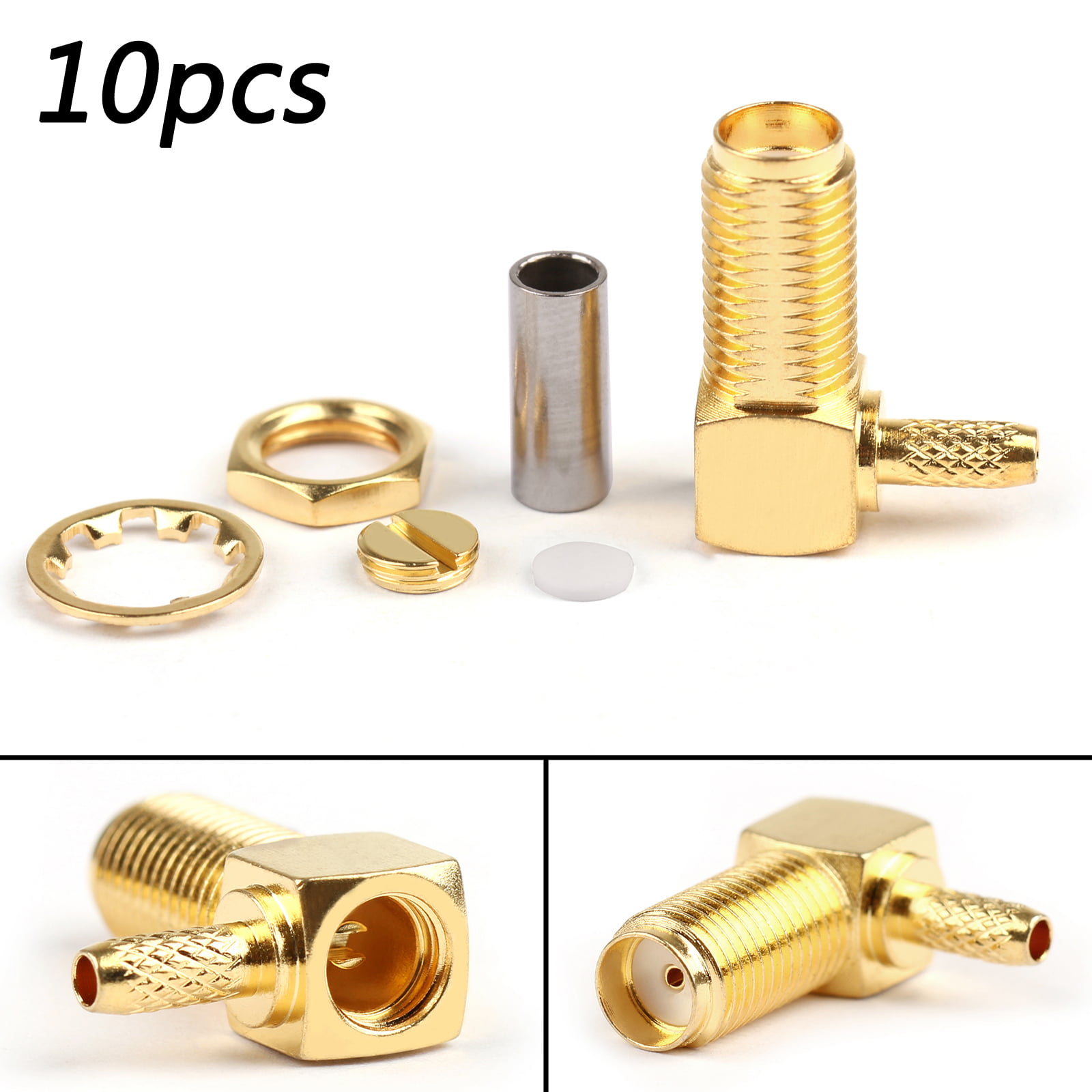 10Pcs SMA Solder Jack Female Nut Bulkhead RF Connector For 1.37mm RG178 Cable SS 