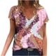 thumbnail image 2 of Puntoco, blusa estampada de verano para mujer, camisetas casuales con cuello en V, camisetas de manga corta, tops Puntoco Puntoco-3804, 2 of 5