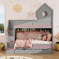 thumbnail image 2 of Twin Over Twin with Drawer, Staircase, LED, Gray, 2 of 9