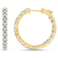 thumbnail image 3 of AFFY 2.10CT Round Moissanite Diamond Inside Outside Hoop Earrings for Women 14K Yellow Gold over Silver, 3 of 7
