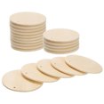 thumbnail image 1 of Discos de Madera Redondos, Paquete de 20, 60mm - Círculos de Madera sin Terminar con Agujeros para Accesorios de Joyería DIY, 1 of 5