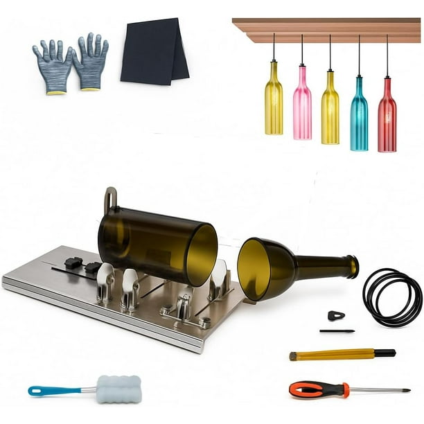 Cortador De Botellas De Vidrio Bluelander Con Hoja Ajustable Y Kit Completo
