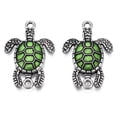 thumbnail image 2 of 10pc Silver Tone Alloy Connector Charms with Enamel Sea Turtle Lime Green 27x18.5x3.5mm Hole: 1.6mm, 2 of 4