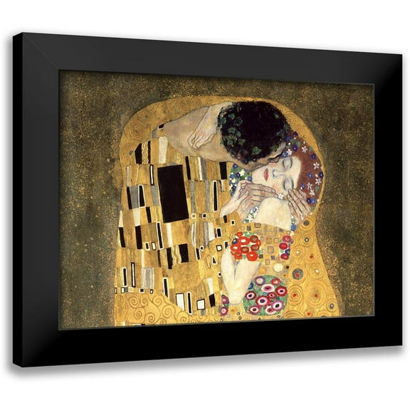 Gustav, Klimt 14x12 Black Modern Framed Museum Art Print Titled - The Kiss (detail)