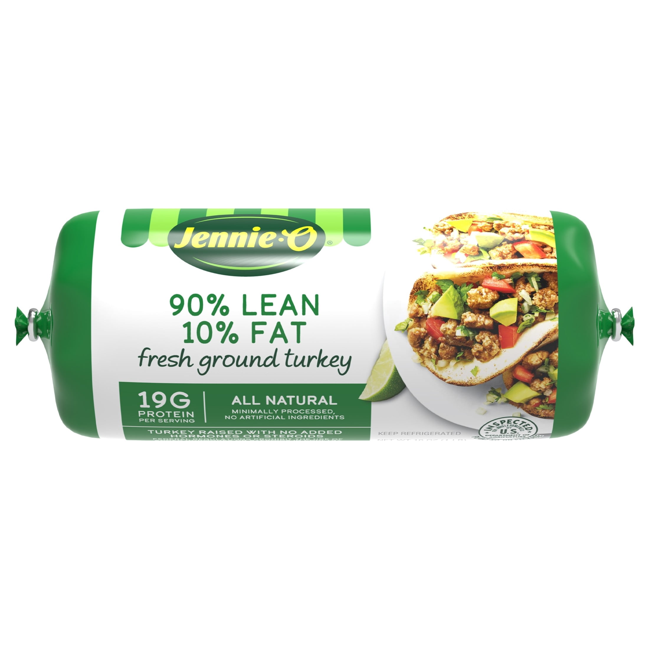 JENNIE-O Ground Turkey All Natural, 90/10%, Roll, 3 Pounds, 18 Grams of Protein per Serving