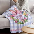 thumbnail image 3 of Happy Easter Blanket Soft Cozy Warm Throw Blanket for Couch, Plush Fuzzy Flannel Fleece Blankets for Sofa, Rabbits Bows Spring Tulips Eggs Purple Plaid Bed Blankets Lightweight Gifts for Men, 50"x80", 3 of 9