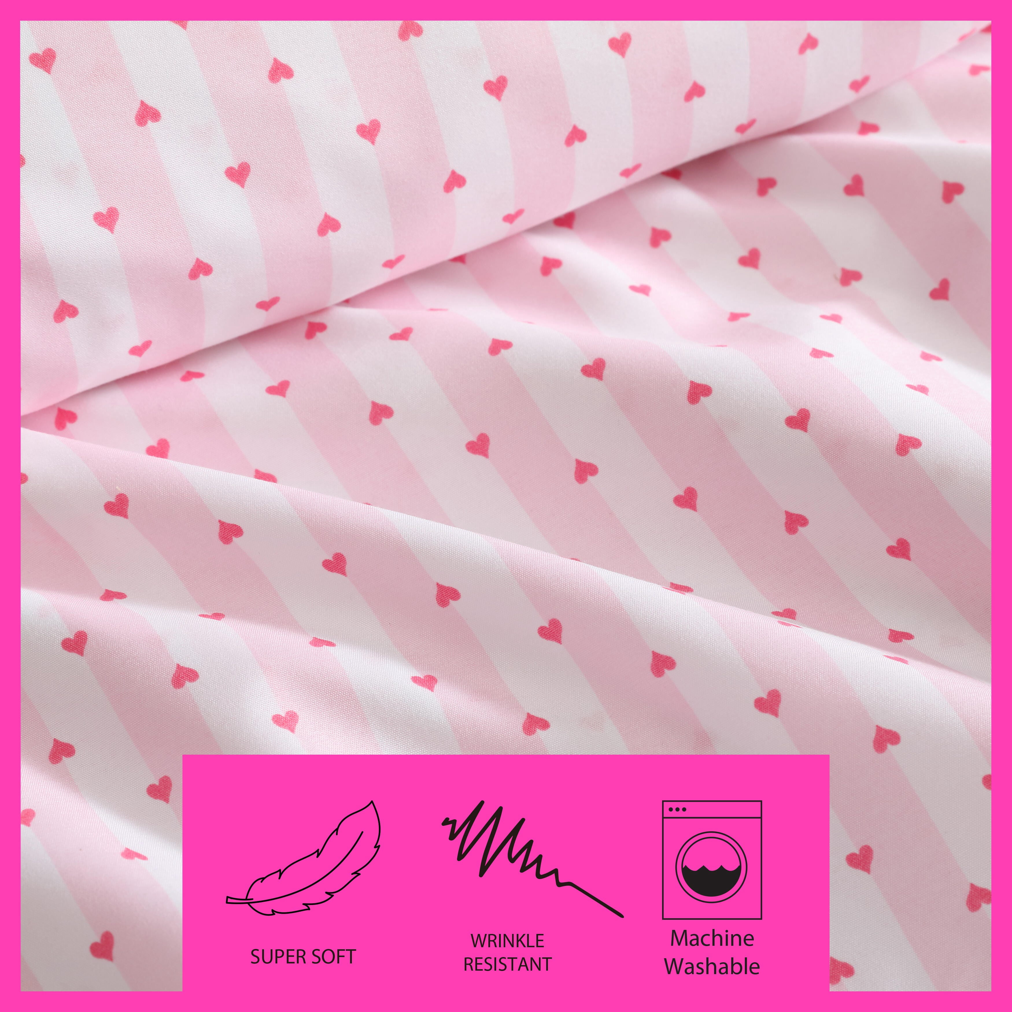 Betsey Johnson Wonderland Stripe Hot Pink Twin Duvet Cover Set, Soft Bedding with Shams, Machine Washable