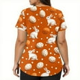 thumbnail image 4 of LTTVQM Women's Easter Scrub Tops 2026 Rabbit Eggs Graphic Funny Short Sleeve Scrub Tops Soft V-Neck Trendy Tops with Pockets Orange S, 4 of 5