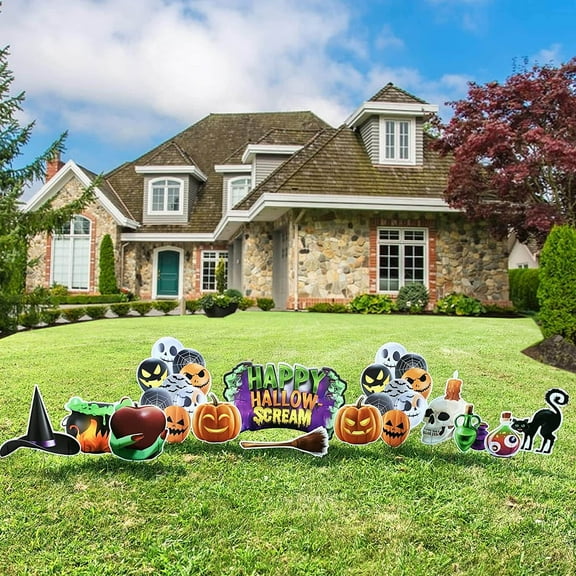 Happy Hallow Scream Halloween Yard Card Decoration 12 pc set