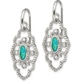 thumbnail image 3 of Chisel Stainless Steel Polished Imitation Turquoise and CZ Dangle Shepherd Hook Earrings, 3 of 7
