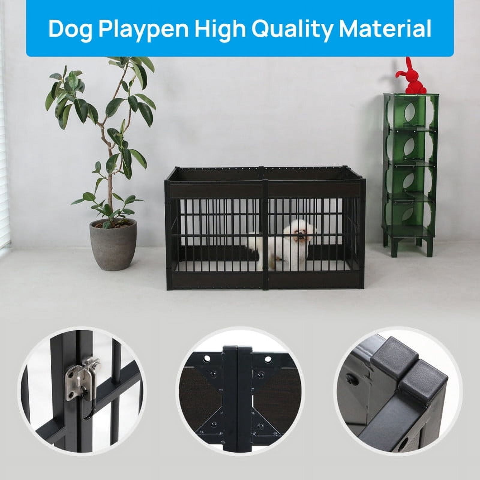 Walnest Dog Playpen,6 Panels Dog Pen,31.5" Height Foldable Dog Fence Exercise Pen with Doors, Furniture Style Pet Puppy Playpen for Indoor and Outdoor Use