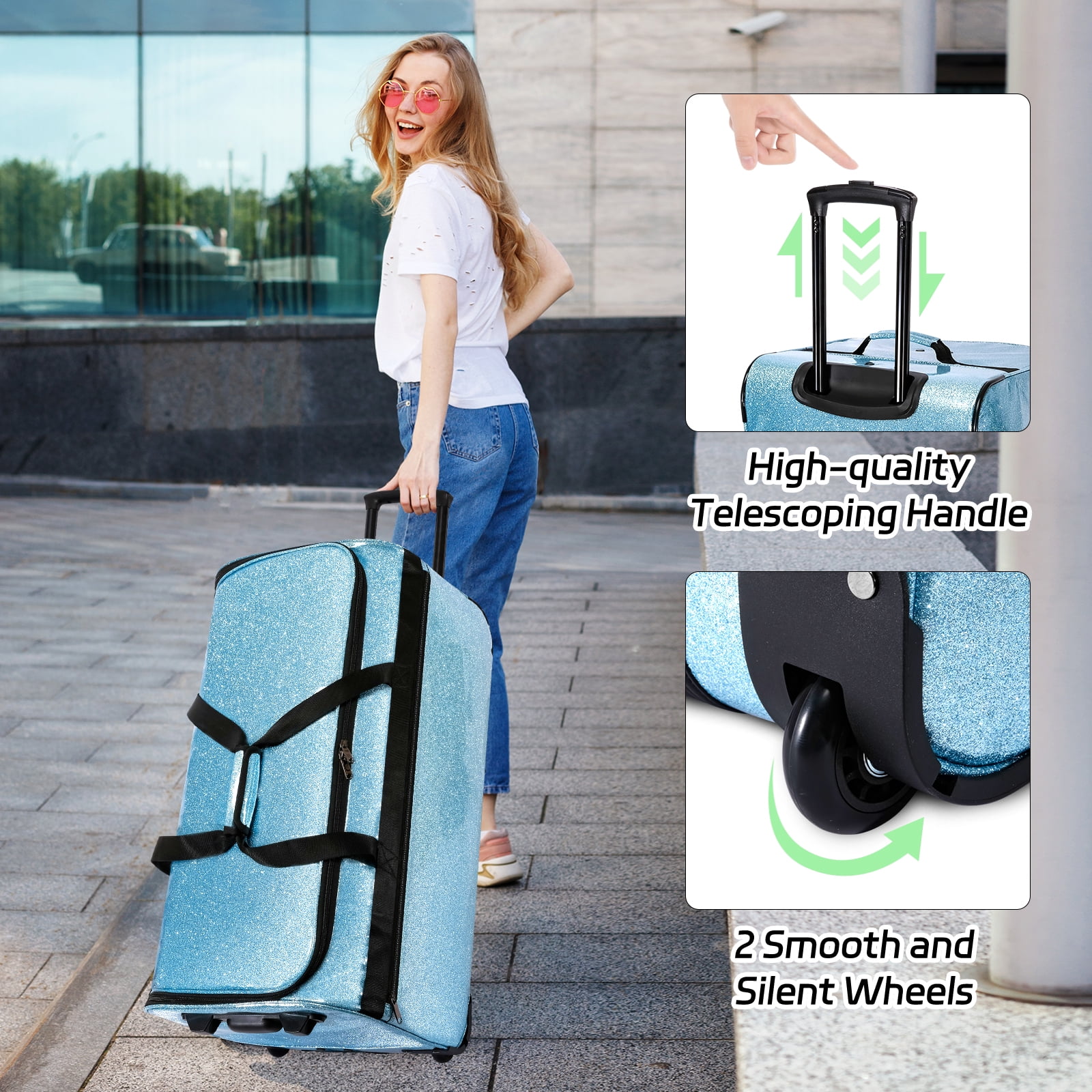Dance Bag with Garment Rack, 28" Rolling Dance Competition Bag for Shows,Travel and Performances