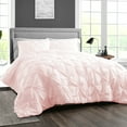 thumbnail image 2 of CCNY 1000 TC 100% Egyptian Cotton Duvet Cover with 2 Matching Pillowcases Alaskan King Size Pinch Pattern, Zipper Closure, Corner Ties (Blush), 2 of 7