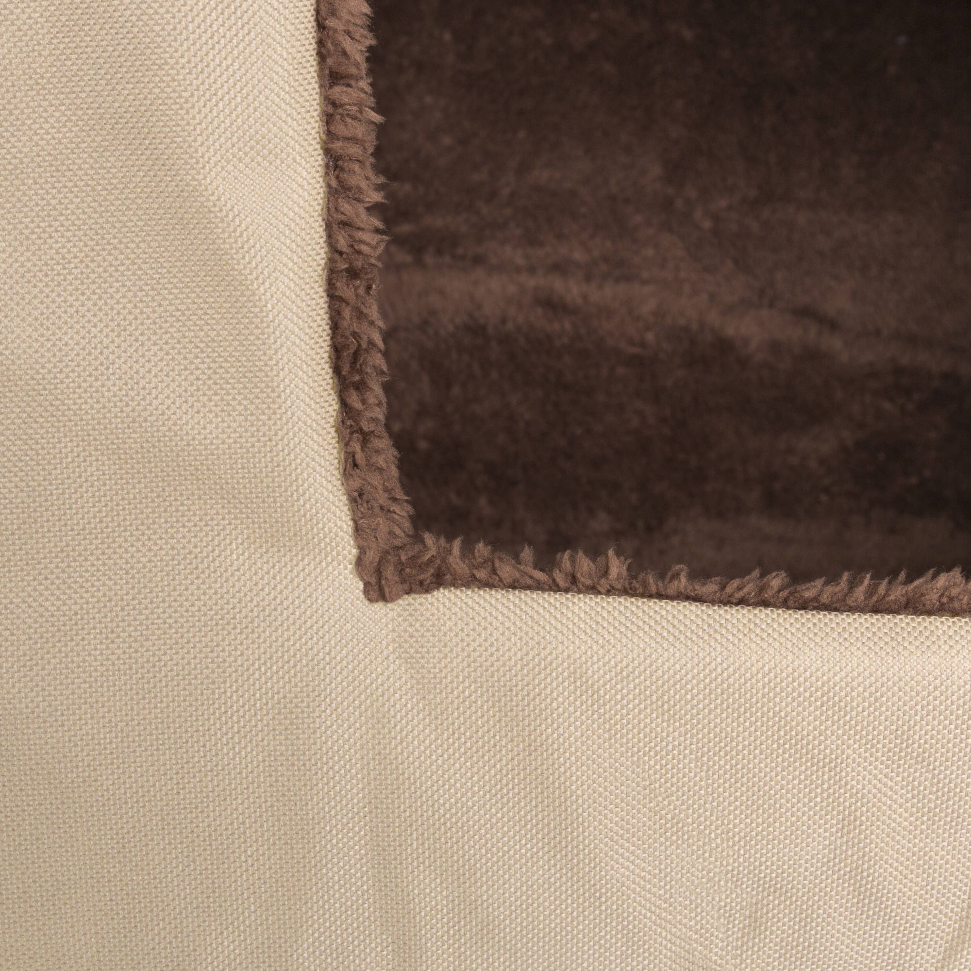 PETMAKER Cozy Cottage Small Pet Bed with Removable Sherpa Pad, Tan