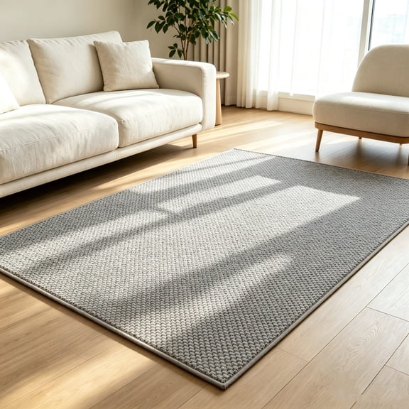 Snmubt Solid Tone Faux Sisal Floor Mat 60x40cm, Water Absorbing Entryway Bathroom Rug With Non Slip Base, Durable Woven Look For Hallway, Gray
