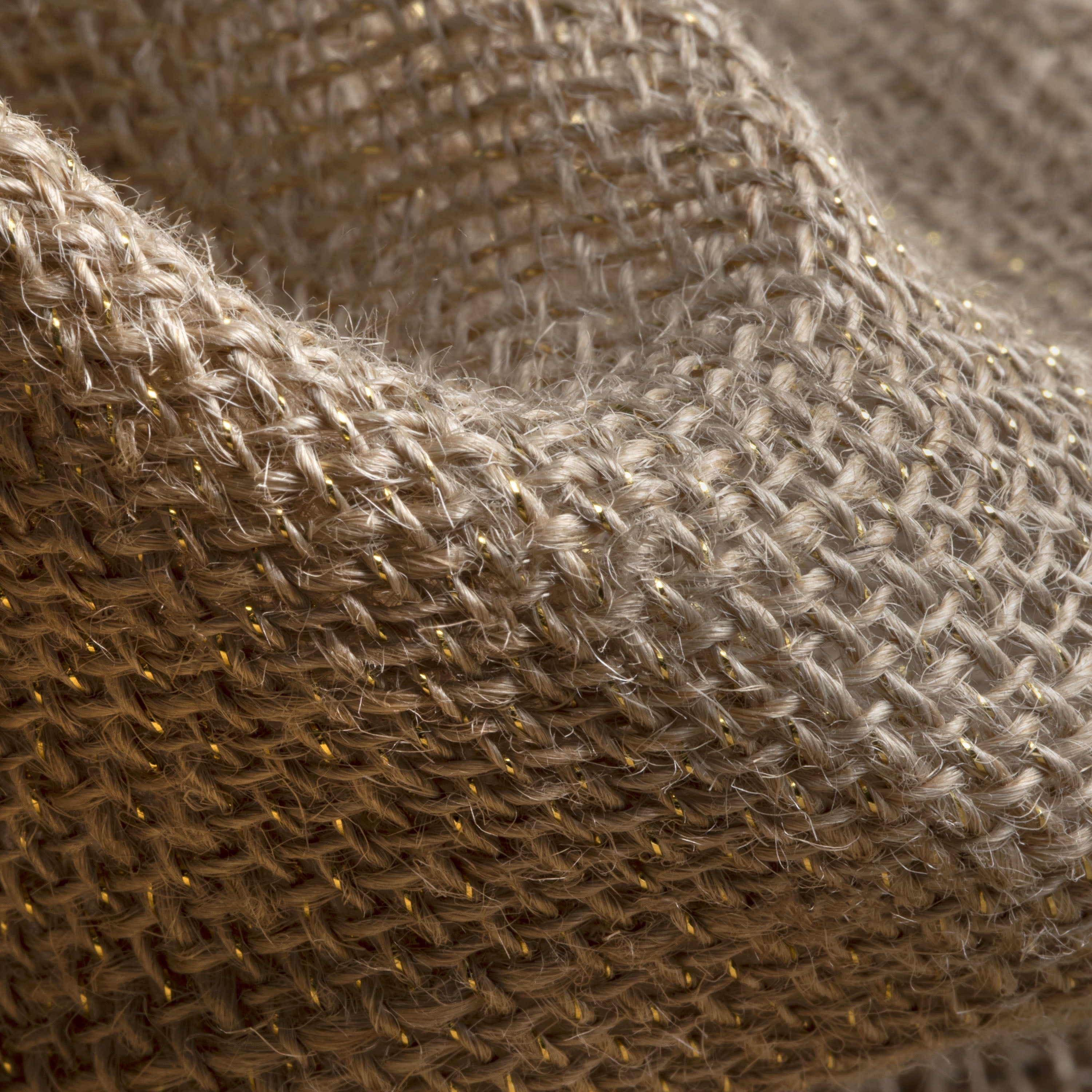 (2 pack) Allen Company Folded & Precut Jute Burlap with Gold Tinseling Craft Fabric, 46"W x 2-Yards, Gold Tinsel