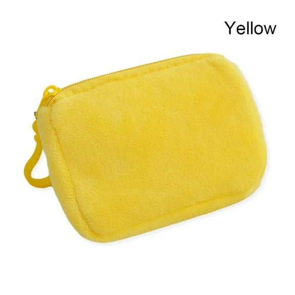 1Pcs Mini Plush Pure Color Thin Short Cute Wallet Coin Bag Square Coin Purse ID Card Bag YELLOW