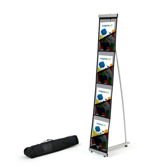 Vispronet Mesh Brochure Holder, 0.9ft x 4.6ft, 4 Pockets, Carrying Bag