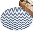 thumbnail image 2 of Round Rugs 4Ft, Blue Stripes Round Area Rug Washable Indoor Throw Carpet, Geometric Abstract Lines Modern Striped Simple Soft Non Slip Circle Rug for Kitchen Nursery Room Home Decor Aesthetic, 2 of 8