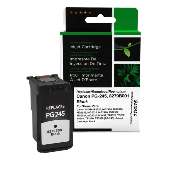 Remanufactured Clover Imaging Black Ink Cartridge compatible with Canon PG-245 (8279B001)