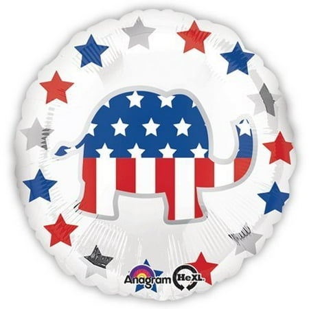 Classic Republican Elephant - Election Balloons - Republican Elephant Balloon - 18 Inch Mylar Balloon (2 Pack)