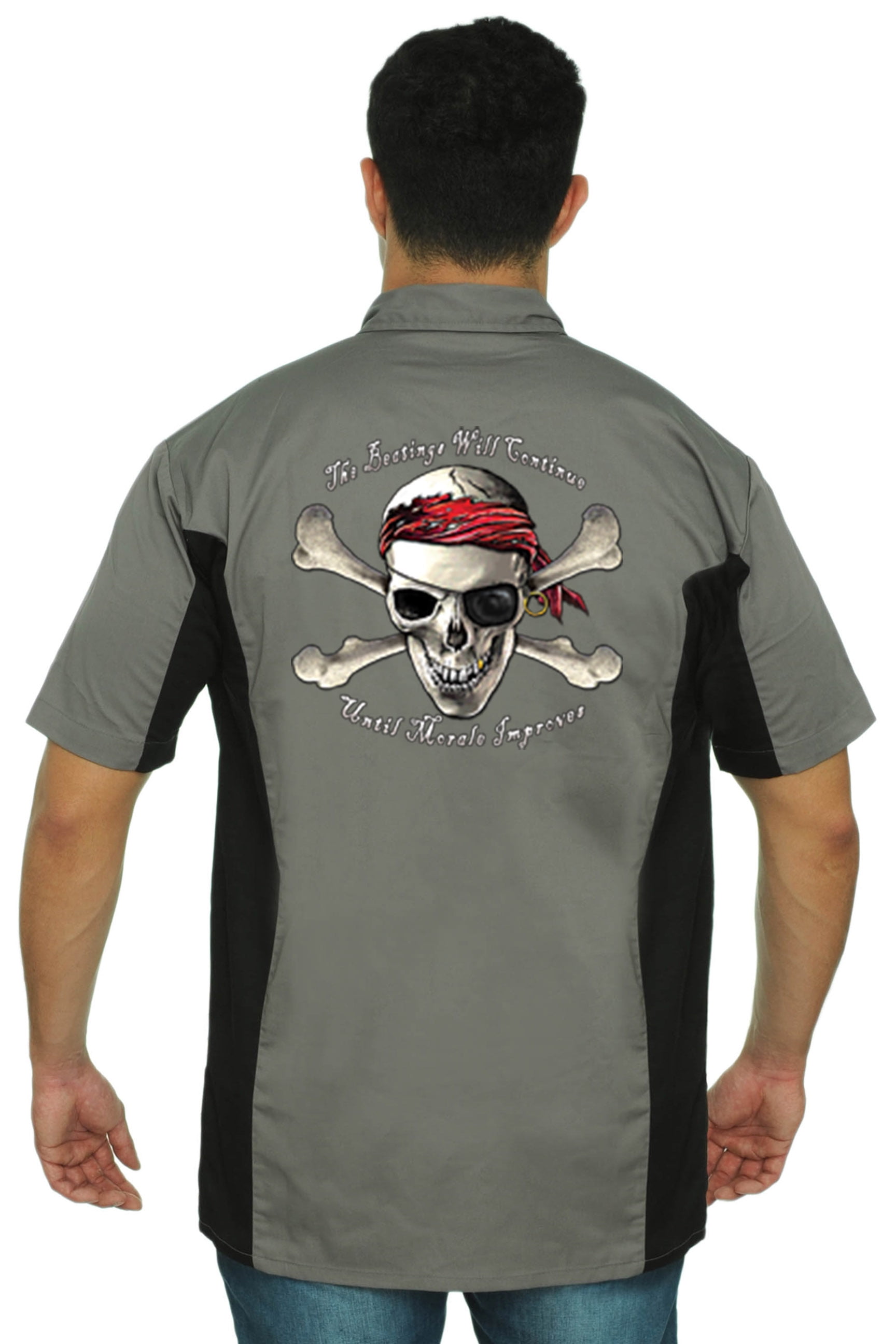 -Size M to 4XL 187 Inc Men's T-Shirt "Pirate Skull" Black/Yellow 