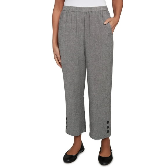 Alfred Dunner Womens Button Cuffed All Around Elastic Ankle Pant