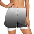 thumbnail image 3 of VBVC Women's Drawstring 2-in-1 Athletic Shorts , High Waisted Running Shorts For Women,Ladies' Double Layer Active Shorts with Pockets,Black,S-2XL, 3 of 7