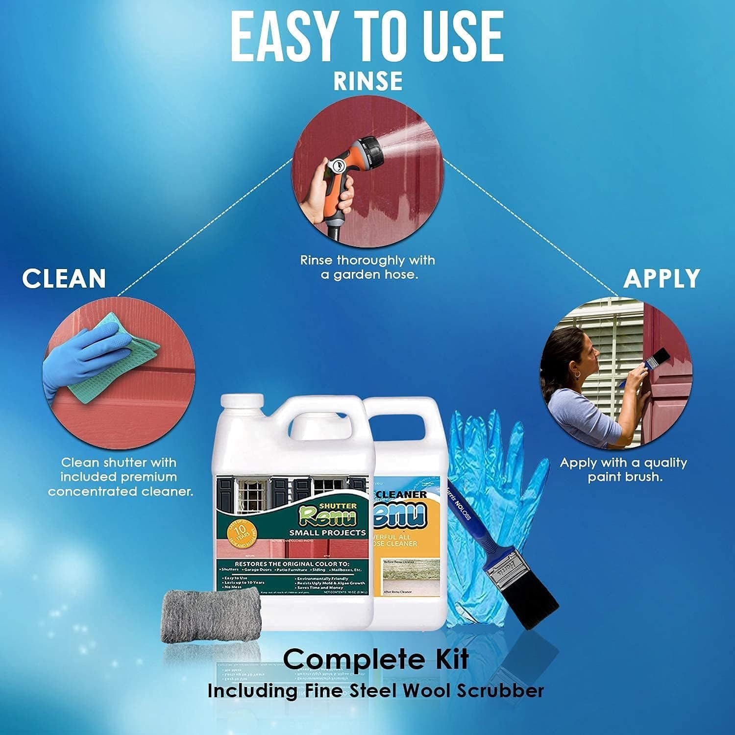 Shutter Renu | Small Project Kit | All Purpose Cleaner - Color Restorer - Protects & Restores Color To Faded Shutters, Patio Furniture, Mailboxes, Doors & More