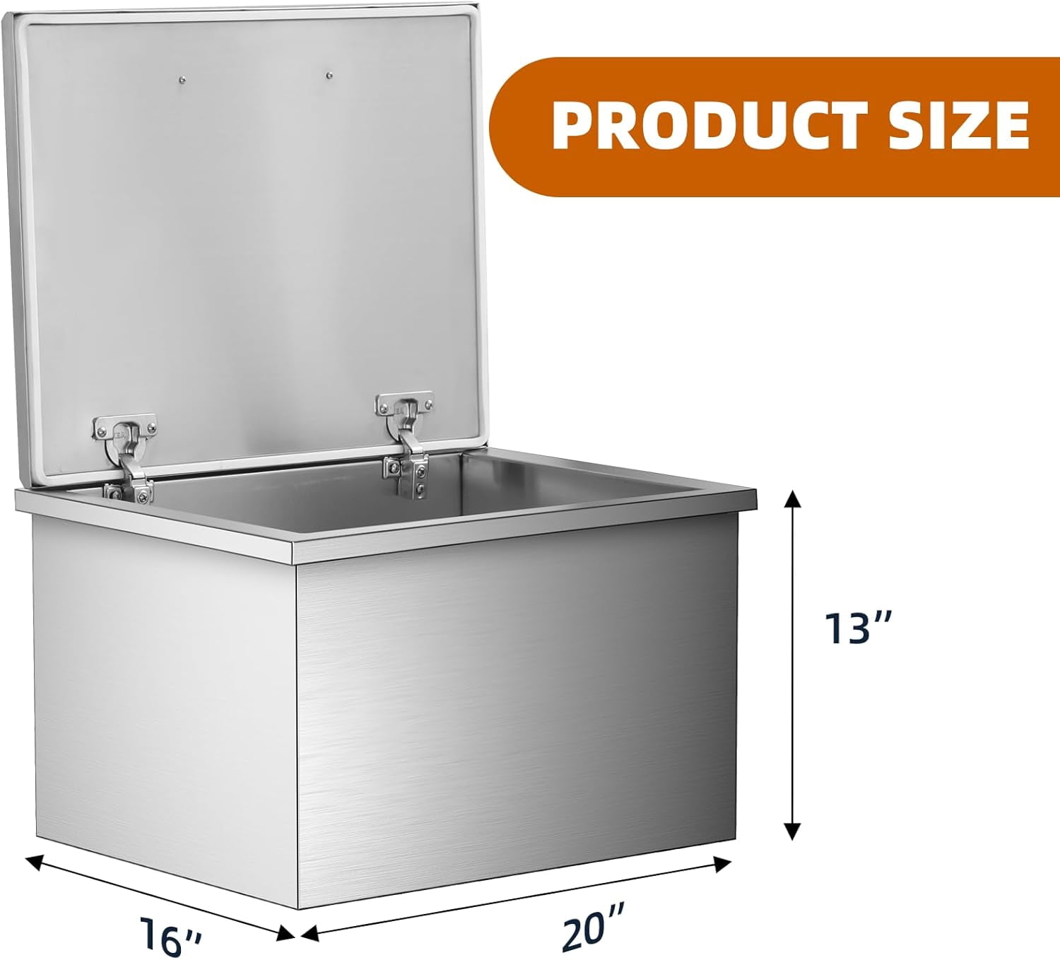 Drop in Ice Chest, Stainless Steel Ice Cooler, Commercial Ice Bin with Cover for Cold Wine Beer, Outdoor Kitchen Ice Bar with Drain-Pipe and Drain Plug