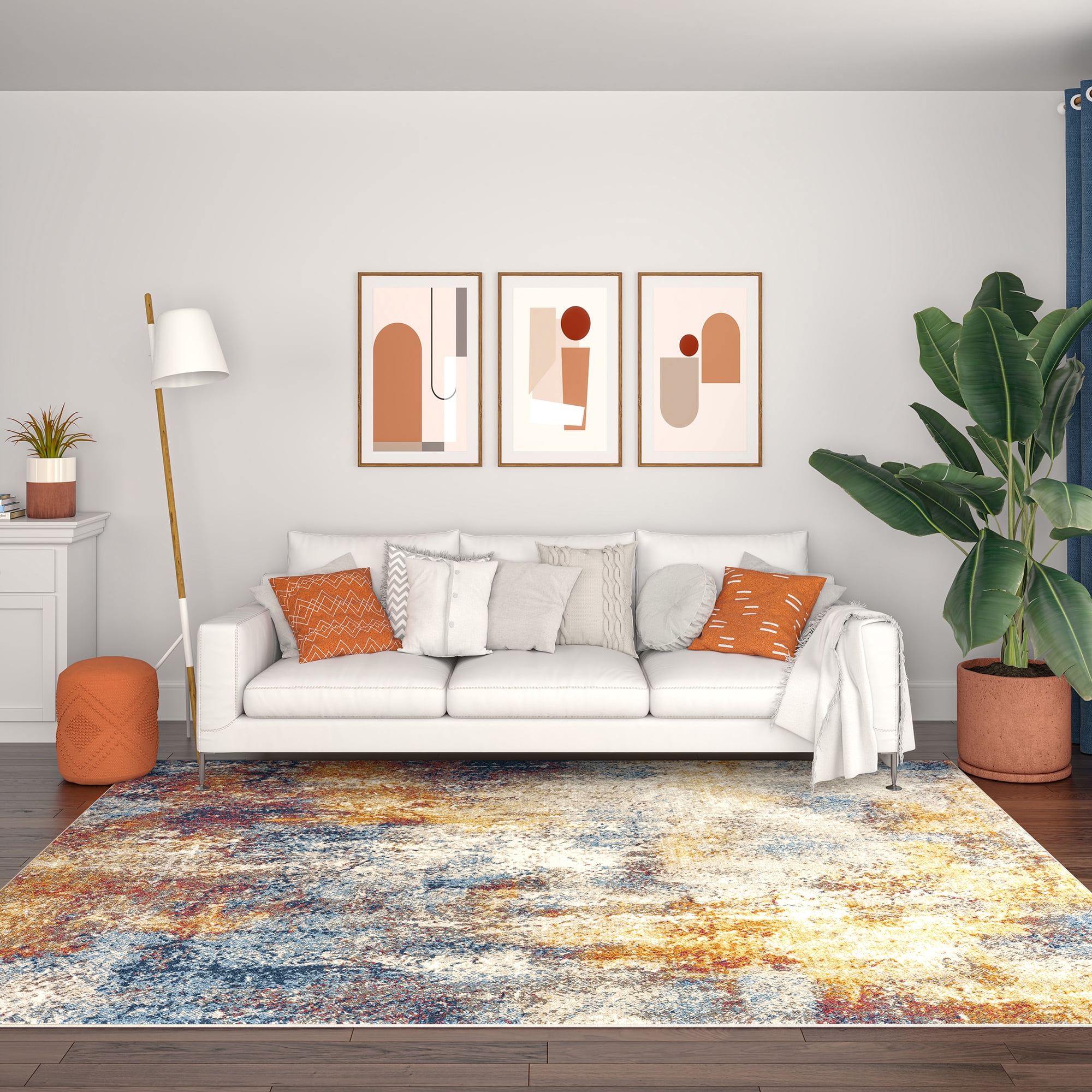 Chelsea Contemporary Abstract 8'10'' x 12'2'' Multicolor Polypropylene Indoor Area Rug, 9' x 12'