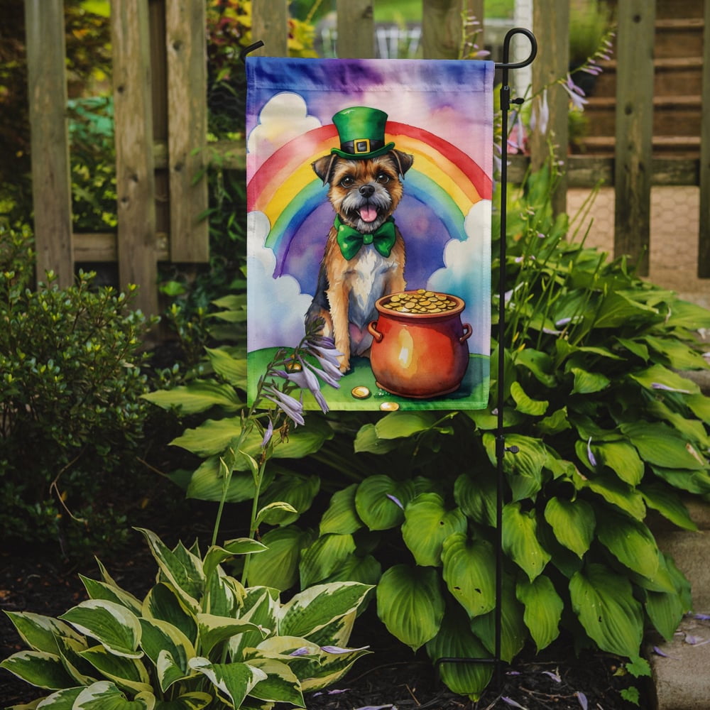 Border Terrier St Patrick's Day Garden Flag 11.25 in x 15.5 in