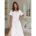 thumbnail image 5 of Summer Skirt Set Women 2 Piece Outfits Short Sleeve Top Elastic Waist Maxi Dress Sets with Pockets White XXL, 5 of 8