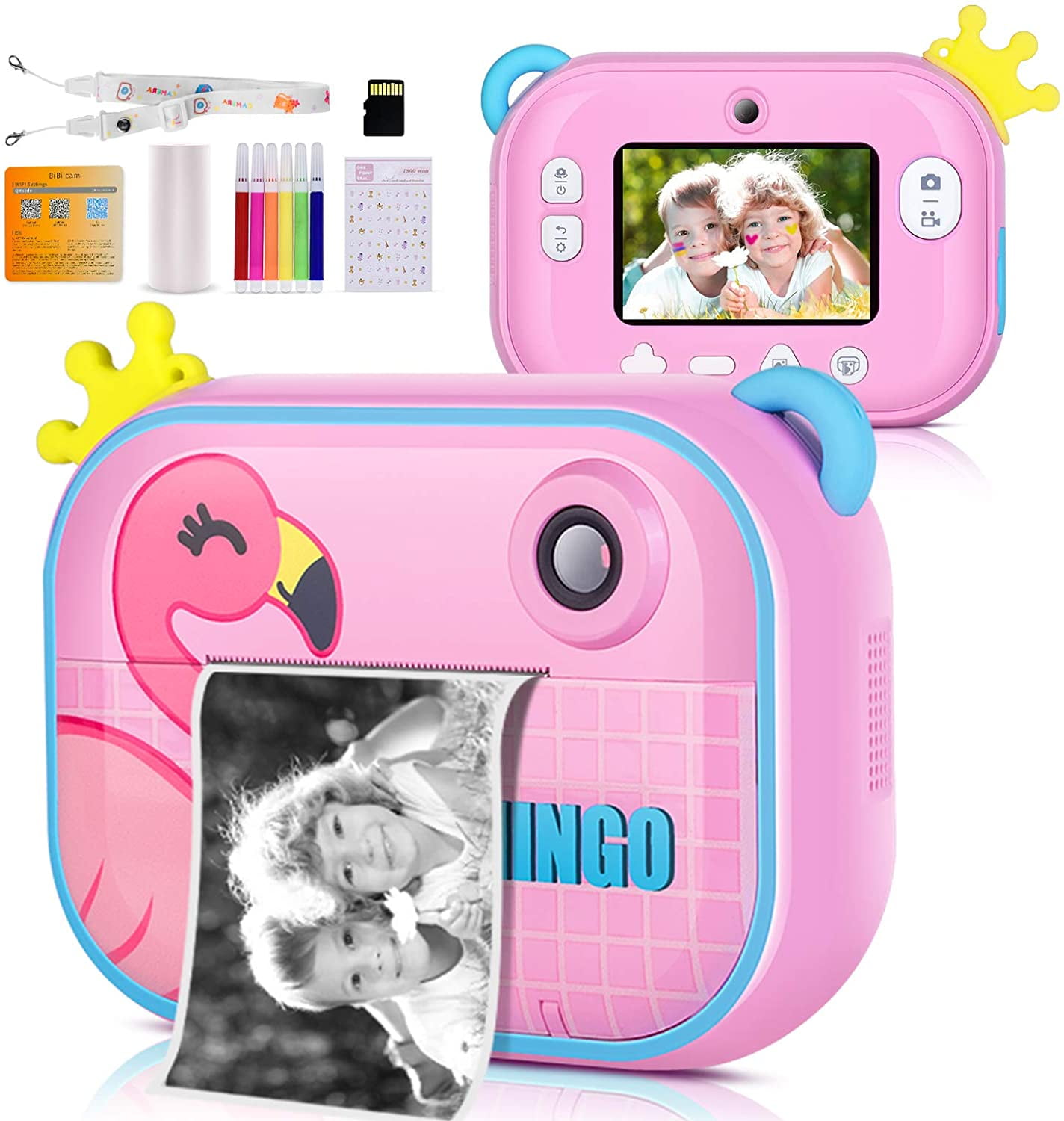 Instant Print Camera for Kids - Updgrade Selfie Kids Camera with Zero Ink, Dual Lens, 1080P HD, 2.4 Inch, 1000 mAh