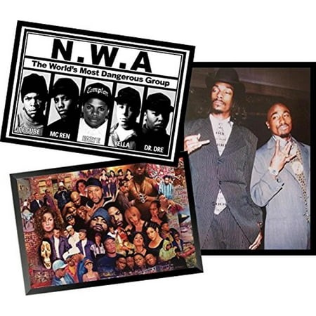buyartforless FRAMED SET Legends of Rap and Hip Hop 80'sand 90's -Snoop + Tupac - NWA 36x24 Art Print (The Best Of Nwa The Strength Of Street Knowledge)