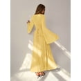 thumbnail image 4 of Light Yellow Womens Off-Shoulder Flare Sleeve Ruffle Peplum Waist Maxi Dress, 4 of 8