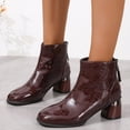 thumbnail image 2 of NECHOLOGY Botas Mujer Adulto Femenino Zapatos Botines para mujer Botas de tobillo de tacón grueso con cremallera trasera de cuero de Color sólido de estilo británico de moda para mujer (Wine, 6.5), 2 of 6