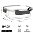 thumbnail image 2 of stusgo 35 Oz Glass Food Storage Containers 5 Pack,2 Compartment Portion Control with Airtight Snap Lids,Microwave,Oven,Freezer & Dishwasher Safe(5 Pack,Grey), 2 of 6