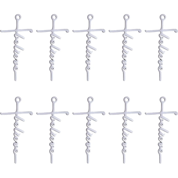 10pcs Believe Cross Charm Pendant Cross Faith Charm Necklace Stainless Steel Pendant for Christian Religious Jewelry Gifts Making Stainless Steel color 40.7x20.5mm Hole: 2mm