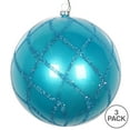 thumbnail image 3 of Vickerman 4.75" Turquoise Candy Finish Net Ball Ornament with Glitter Accents, 3 per Bag, 3 of 3