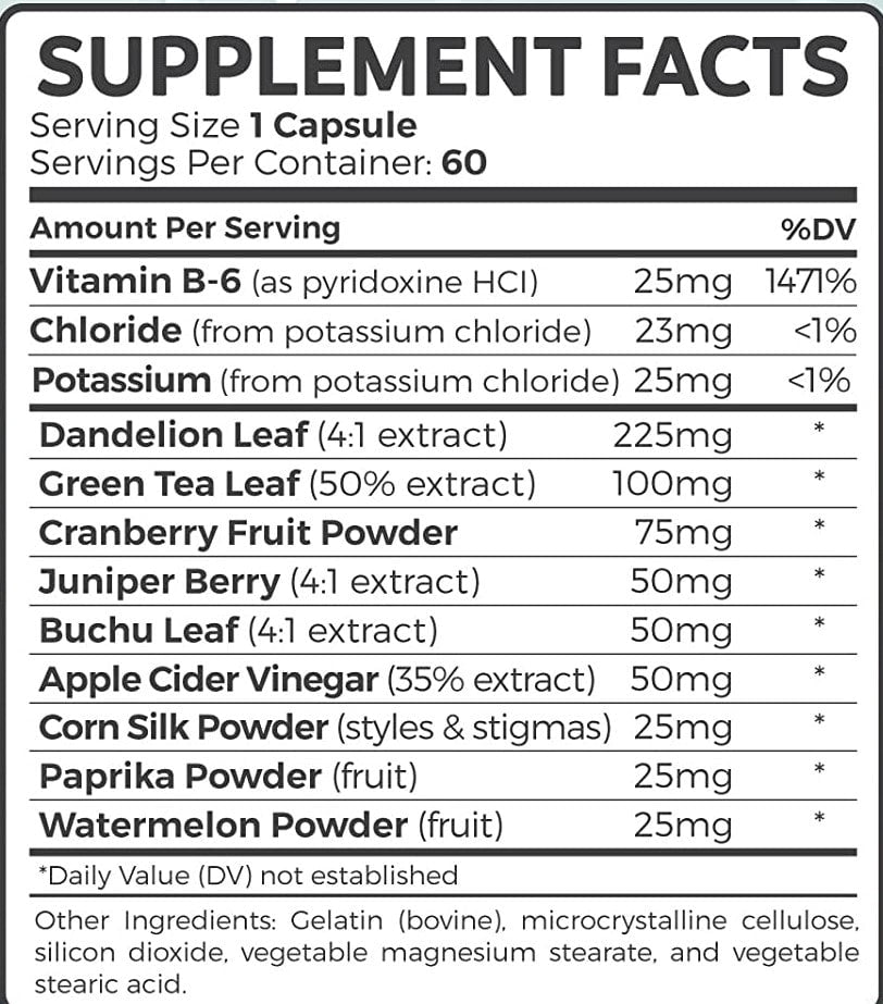 Healths Harmony Natural Water Weight Loss Pills, Diuretic Water Pills Bloating Relief, 60 Capsules