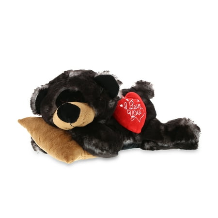 Dollibu I Love You Heart Sleeping Black Bear Plush - 10 inches