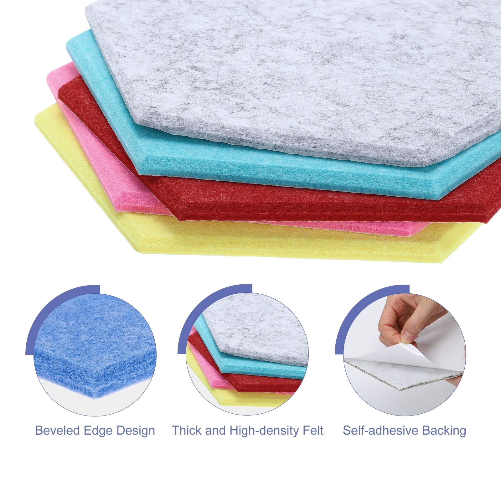 Hexagon Acoustic Panels B1 Fireproof Soundproof Foam Panels with 30 Push Pins(Sky Blue)
