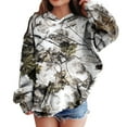thumbnail image 2 of Xudanell Girls Camo Hoodie Toddler Oversized Hooded Sweatshirt Camouflage Casual Pullover Tops with Pockets Light Gray,Size 11-12, 2 of 6