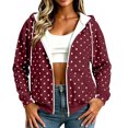 thumbnail image 2 of IUYRTFE Women's Polka Dot Zip Up Hoodie with Pockets Drawstring Long Sleeve Casual Jacket, 2 of 9