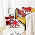 thumbnail image 4 of Boho Set of 4 Throw Pillow Covers Mid Century Bohemian Red Black Abstract Geometric Decorative Pillow Cases Home Decor Standard Square 18x18 Inches Pillowcases, 4 of 6